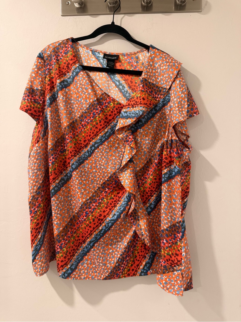 Lanebryant Orange Ruffle-Detail Women's Top